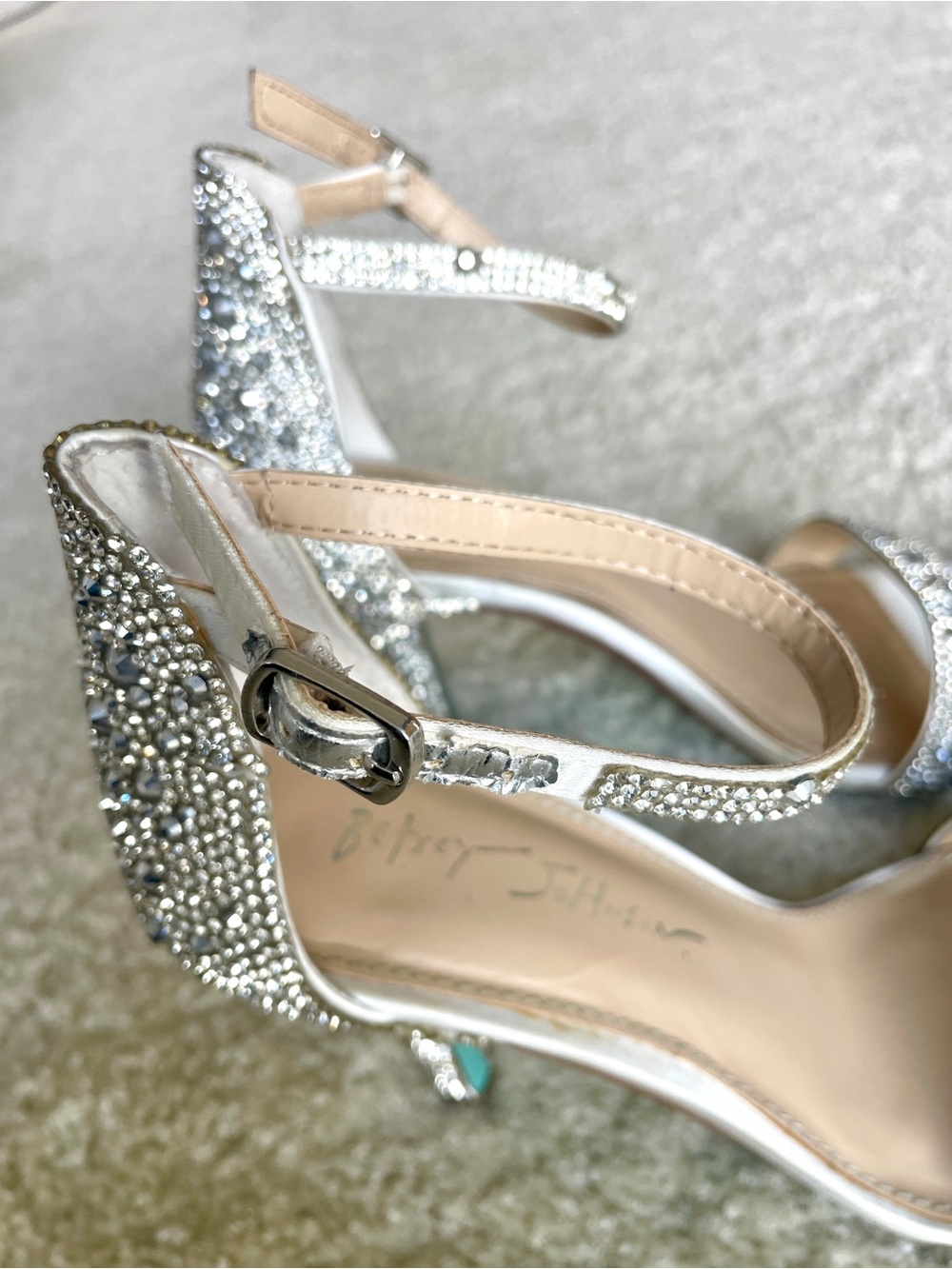 Betsey Johnson Silver Crystal Ankle-Strap Heels - Picture 7 of 9